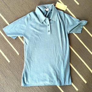 NWOT Sunspel Women’s Merino Silk Polo - Light Blue